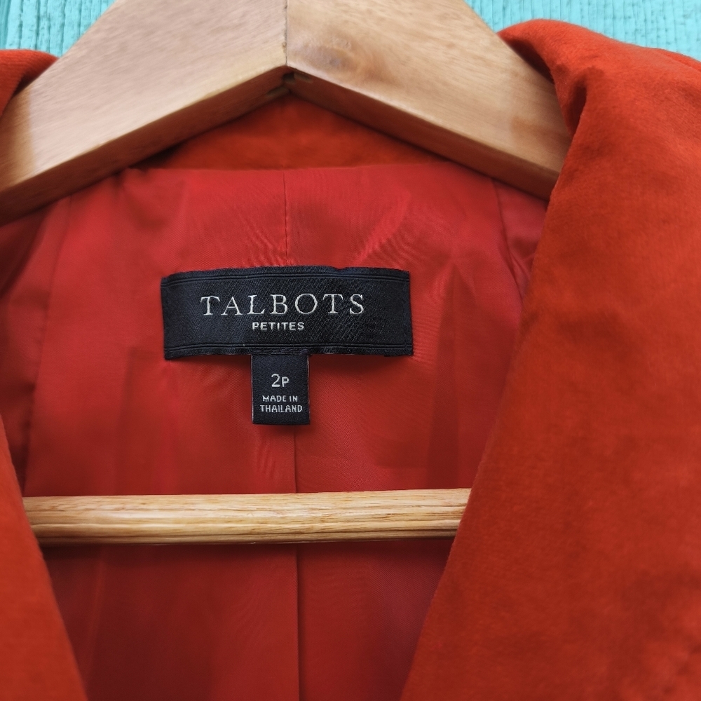 Talbots Cotton Velvet 3-Button Blazer sz 4 Burnt Orange Fall Preppy Academia - Picture 3 of 9